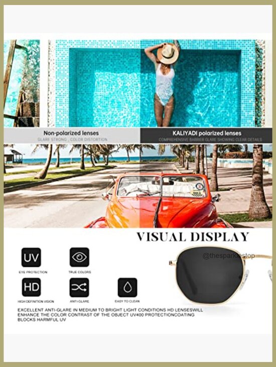 Polarized Square Sunglasses with Metal Frame, UV Protection, Unisex main image 7